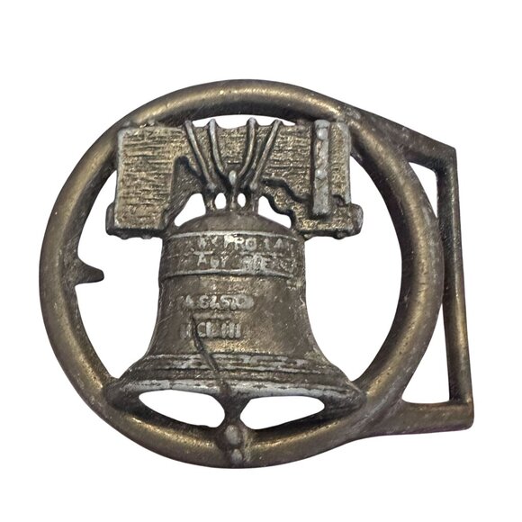 Vtg Belt Buckle Bicentennial Liberty Bell 1776 Solid Brass 1970s USA Made 2.75" - Picture 1 of 2